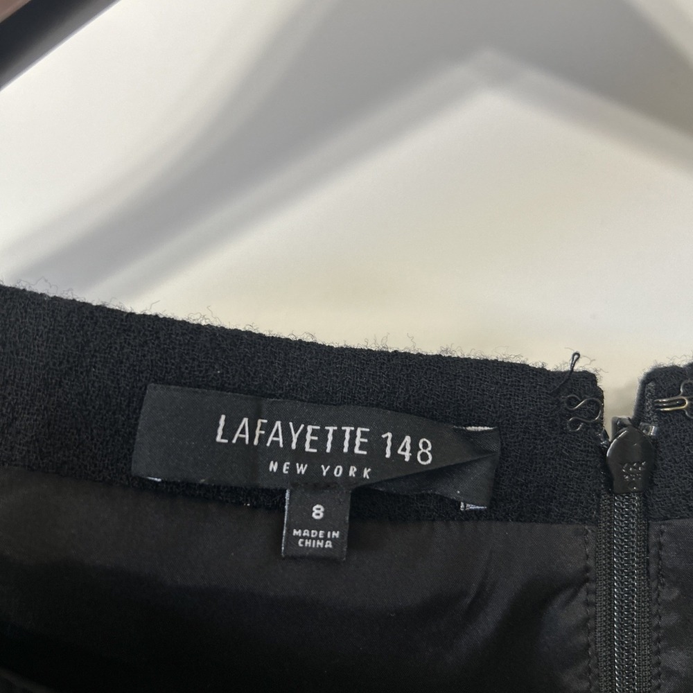 Lafayette 148 Womens Black Midi Dress Size 8 Wool Classic Career Luxury Half Slv - Picture 7 of 16